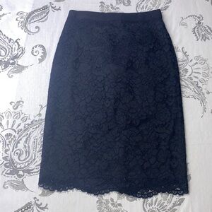 Talbots Skirt Womens 6 Black‎ Lace Lined Back Slit Zip 26" Long Pencil